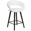 Flash Furniture CH-152561-WH-VY-GG Brynn Series Cappuccino Wood Counter Height Stool With White Vinyl Seat