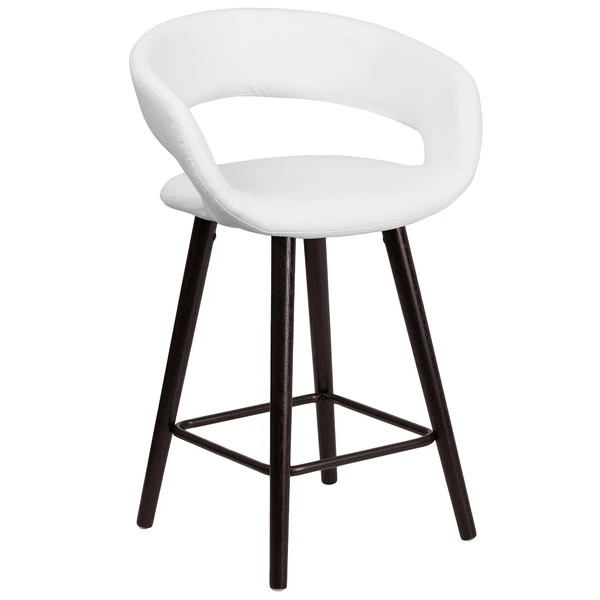 Flash Furniture CH-152561-WH-VY-GG Brynn Series Cappuccino Wood Counter Height Stool With White Vinyl Seat 1 Flash Furniture CH-152561-WH-VY-GG Brynn Series Cappuccino Wood Counter Height Stool With White Vinyl Seat