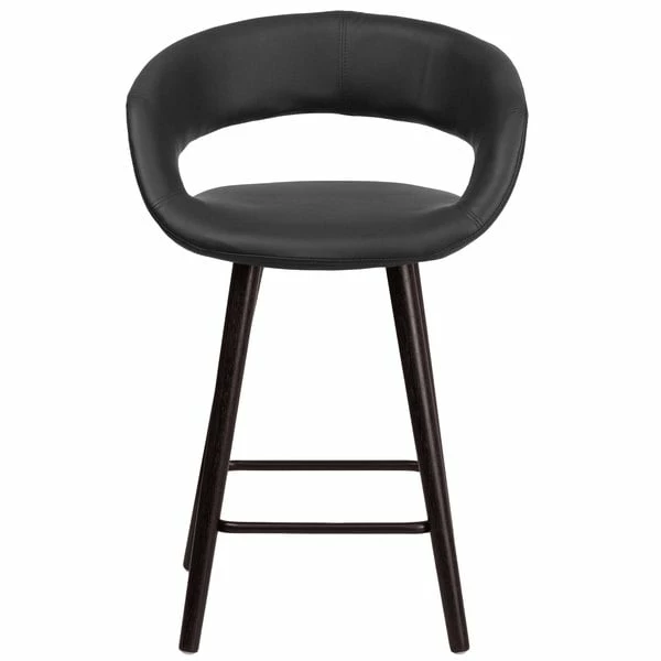 Flash Furniture CH-152561-BK-VY-GG Brynn Series Cappuccino Wood Counter Height Stool With Black Vinyl Seat 3 Flash Furniture CH-152561-BK-VY-GG Brynn Series Cappuccino Wood Counter Height Stool With Black Vinyl Seat - Image 3