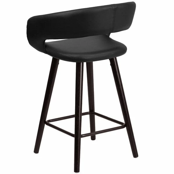 Flash Furniture CH-152561-BK-VY-GG Brynn Series Cappuccino Wood Counter Height Stool With Black Vinyl Seat 2 Flash Furniture CH-152561-BK-VY-GG Brynn Series Cappuccino Wood Counter Height Stool With Black Vinyl Seat - Image 2