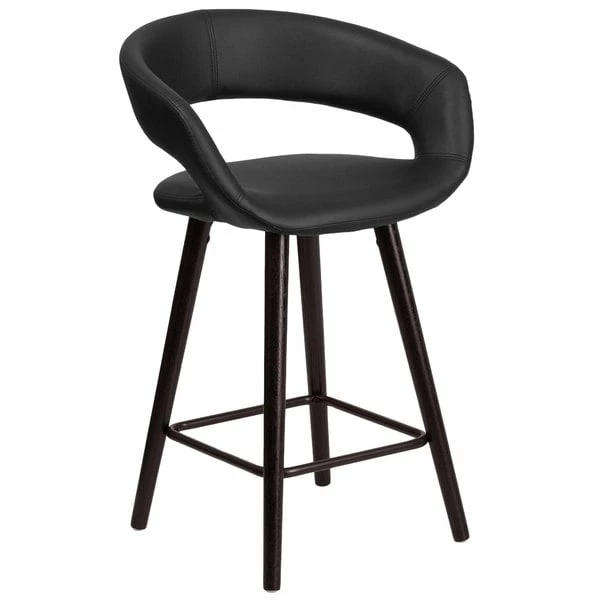 Flash Furniture CH-152561-BK-VY-GG Brynn Series Cappuccino Wood Counter Height Stool With Black Vinyl Seat 1 Flash Furniture CH-152561-BK-VY-GG Brynn Series Cappuccino Wood Counter Height Stool With Black Vinyl Seat