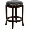 Flash Furniture TA-68924-CA-CTR-GG Cappuccino Wood Counter Height Stool With Black Leather Swivel Seat