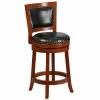 Flash Furniture TA-355526-LC-CTR-GG Light Cherry Counter Height Panel Back Stool With Black Leather Swivel Seat