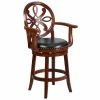 Flash Furniture TA-550226-CHY-GG Cherry Wood Counter Height Designer Back Stool With Black Leather Swivel Seat