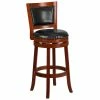 Flash Furniture TA-355530-LC-GG Light Cherry Wood Bar Height Panel Back Stool With Black Leather Swivel Seat