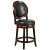 Flash Furniture TA-550126-CA-GG Cappuccino Wood Counter Height Oval Back Stool With Black Leather Swivel Seat