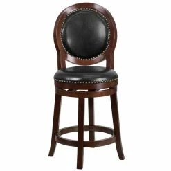 Flash Furniture TA-550126-CA-GG Cappuccino Wood Counter Height Oval Back Stool With Black Leather Swivel Seat 5 Flash Furniture TA-550126-CA-GG Cappuccino Wood Counter Height Oval Back Stool With Black Leather Swivel Seat -Lancaster Table & Seating Shop 1425736