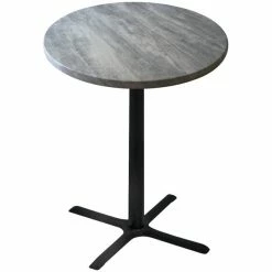 Holland Bar Stool OD211-3030BWOD30RGryStn 30" Round Greystone Outdoor / Indoor Standard Height Table With Cross Base