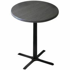 Holland Bar Stool OD211-3030BWOD36RChar 36" Round Charcoal Outdoor / Indoor Standard Height Table With Cross Base
