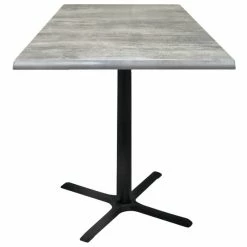 Holland Bar Stool OD211-3030BWOD30SQGryStn 30" Square Greystone Outdoor / Indoor Standard Height Table With Cross Base