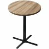Holland Bar Stool OD211-3036BWOD30RNat 30" Round Natural Outdoor / Indoor Counter Height Table With Cross Base