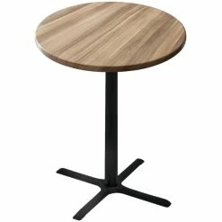 Holland Bar Stool OD211-3036BWOD30RNat 30" Round Natural Outdoor / Indoor Counter Height Table With Cross Base
