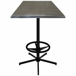 Holland Bar Stool OD21642BWOD30SQChar 30" Square Charcoal Outdoor / Indoor Bar Height Table With Foot Rest Base