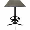 Holland Bar Stool OD21642BWOD36SQChar 36" Square Charcoal Outdoor / Indoor Bar Height Table With Foot Rest Base