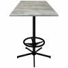 Holland Bar Stool OD21642BWOD30SQGryStn 30" Square Greystone Outdoor / Indoor Bar Height Table With Foot Rest Base
