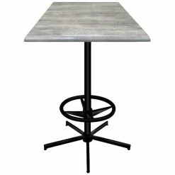 Holland Bar Stool OD21642BWOD30SQGryStn 30" Square Greystone Outdoor / Indoor Bar Height Table With Foot Rest Base