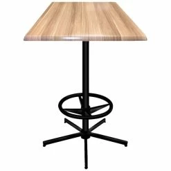 Holland Bar Stool OD21642BWOD30SQNat 30" Square Natural Outdoor / Indoor Bar Height Table With Foot Rest Base