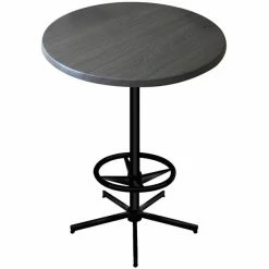 Holland Bar Stool OD21642BWOD30RChar 30" Round Charcoal Outdoor / Indoor Bar Height Table With Foot Rest Base