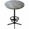 Holland Bar Stool OD21642BWOD36RGryStn 36" Round Greystone Outdoor / Indoor Bar Height Table With Foot Rest Base