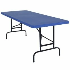 National Public Seating NPS Adjustable Folding Table, 30" X 72" Plastic, Blue - BTA-3072-04