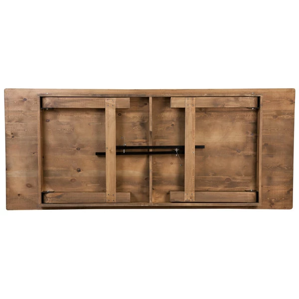 Flash Furniture XA-F-96X40-GG Hercules 40" X 96" Antique Rustic Solid Pine Folding Farm Table 3 Flash Furniture XA-F-96X40-GG Hercules 40" X 96" Antique Rustic Solid Pine Folding Farm Table - Image 3