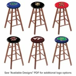 Holland Bar Stool NCAA Logo Wood Bar Stool With Medium Finish -Lancaster Table & Seating Shop 1462527