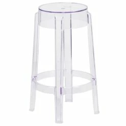 Flash Furniture FH-118-APC1-GG Transparent Polycarbonate Outdoor / Indoor Counter Height Stackable Stool With Drain Hole Seat