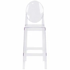 Flash Furniture OW-GHOSTBACK-29-GG Ghost Transparent Polycarbonate Outdoor / Indoor Bar Height Stool With Oval Back 5 Flash Furniture OW-GHOSTBACK-29-GG Ghost Transparent Polycarbonate Outdoor / Indoor Bar Height Stool With Oval Back -Lancaster Table & Seating Shop 1490530