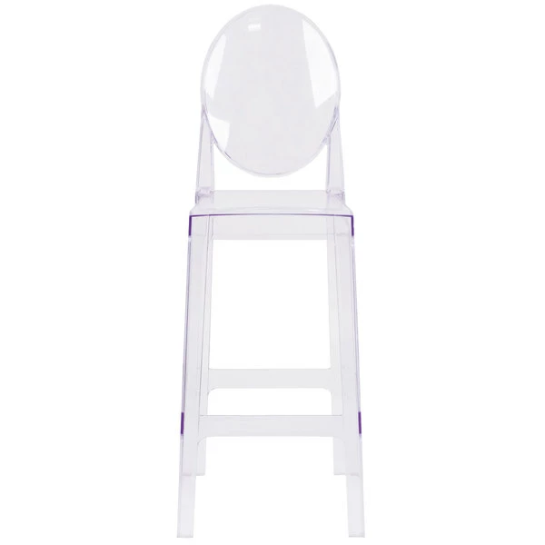 Flash Furniture OW-GHOSTBACK-29-GG Ghost Transparent Polycarbonate Outdoor / Indoor Bar Height Stool With Oval Back 3 Flash Furniture OW-GHOSTBACK-29-GG Ghost Transparent Polycarbonate Outdoor / Indoor Bar Height Stool With Oval Back - Image 3