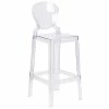 Flash Furniture OW-TEARBACK-29-GG Ghost Transparent Polycarbonate Outdoor / Indoor Bar Height Stool With Tear Back
