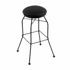 Holland Bar Stool 302030BWBlkVinyl Black Wrinkle Steel Bar Height Swivel Stool With Black Vinyl Seat