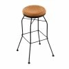 Holland Bar Stool 302030BWMedOak Black Wrinkle Steel Bar Height Swivel Stool With Medium Oak Wood Seat