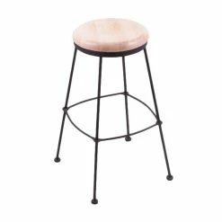 Holland Bar Stool 303025BWNatMpl Black Wrinkle Steel Counter Height Stool With Natural Maple Wood Seat