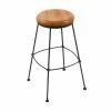 Holland Bar Stool 303025BWMedOak Black Wrinkle Steel Counter Height Stool With Medium Oak Wood Seat