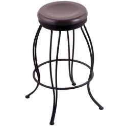 Holland Bar Stool 300030BWDCMpl Georgian Black Wrinkle Steel Bar Height Swivel Stool With Dark Cherry Maple Wood Seat