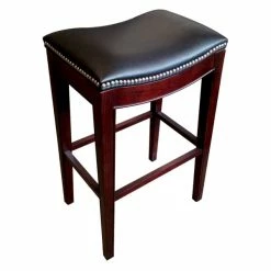 Holland Bar Stool 321025ESBlkVinyl Lynn Espresso Wood Counter Height Stool With Black Vinyl Saddle Seat