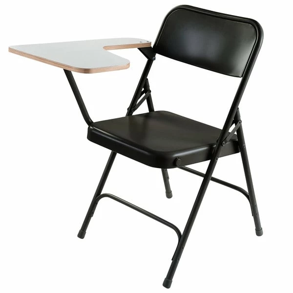 National Public Seating 5210R Black Steel Premium Folding Chair With Right Gray Tablet Arm 2 National Public Seating 5210R Black Steel Premium Folding Chair With Right Gray Tablet Arm - Image 2