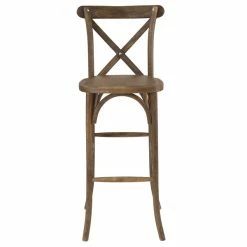 Flash Furniture XA-X-BAR-GO-BC-GG Hercules Dark Antique Wood Stackable Cross Back Barstool With Cushion -Lancaster Table & Seating Shop 1543455