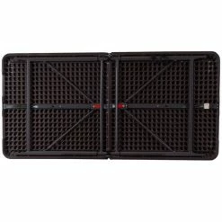 Flash Furniture DAD-LF-122Z-GG 23 1/2" X 48 1/4" Rectangular Brown Wood Grain Commercial Duty Plastic Bi-Fold Adjustable Height Folding Table -Lancaster Table & Seating Shop 1556999