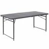 Flash Furniture DAD-LF-122Z-DG-GG 23 1/2" X 48 1/4" Rectangular Dark Gray Commercial Duty Plastic Bi-Fold Adjustable Height Folding Table