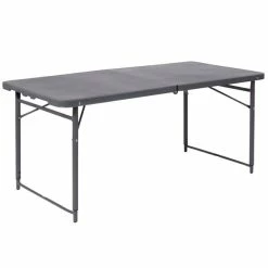 Flash Furniture DAD-LF-122Z-DG-GG 23 1/2" X 48 1/4" Rectangular Dark Gray Commercial Duty Plastic Bi-Fold Adjustable Height Folding Table