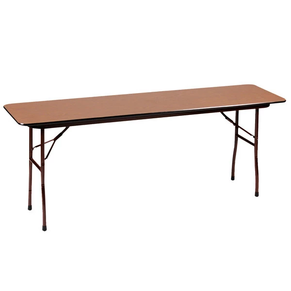 Correll 18" X 96" Rectangular Medium Oak High Pressure Heavy Duty Folding Table 1 Correll 18" X 96" Rectangular Medium Oak High Pressure Heavy Duty Folding Table