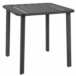 BFM Seating Vista 36" X 36" Black Aluminum Outdoor / Indoor Standard Height Table With Umbrella Hole