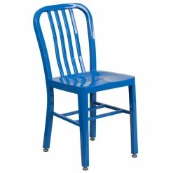 Flash Furniture CH-61200-18-BL-GG Blue Metal Indoor / Outdoor Chair With Vertical Slat Back