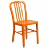 Flash Furniture CH-61200-18-OR-GG Orange Metal Indoor / Outdoor Chair With Vertical Slat Back