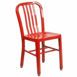 Flash Furniture CH-61200-18-RED-GG Red Metal Indoor / Outdoor Chair With Vertical Slat Back