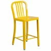 Flash Furniture CH-61200-24-YL-GG 24" Yellow Metal Indoor / Outdoor Counter Height Stool With Vertical Slat Back