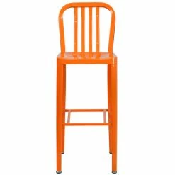Flash Furniture CH-61200-30-OR-GG 30" Orange Metal Indoor / Outdoor Bar Height Stool With Vertical Slat Back 5 Flash Furniture CH-61200-30-OR-GG 30" Orange Metal Indoor / Outdoor Bar Height Stool With Vertical Slat Back -Lancaster Table & Seating Shop 1615922