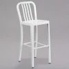 Flash Furniture CH-61200-30-WH-GG 30" White Metal Indoor / Outdoor Bar Height Stool With Vertical Slat Back