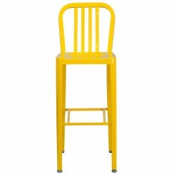 Flash Furniture CH-61200-30-YL-GG 30" Yellow Metal Indoor / Outdoor Bar Height Stool With Vertical Slat Back 5 Flash Furniture CH-61200-30-YL-GG 30" Yellow Metal Indoor / Outdoor Bar Height Stool With Vertical Slat Back -Lancaster Table & Seating Shop 1615950